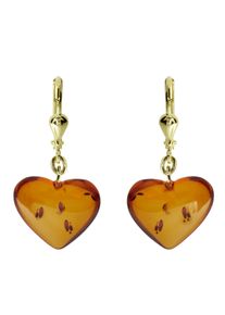 Paar Ohrh&auml;nger OSTSEE-SCHMUCK "OSTSEE-SCHMUCK Ohrh&auml;nger Herz 18 mm Ohrh&auml;nger Herz 18 mm", gelb (wei&szlig;, neutral), Ohrringe, Damen, 30x14mm, Gelbgold 333, Paar Ohrh&auml;nger