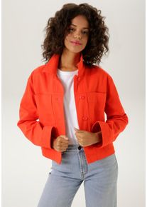 Jeansjacke Aniston CASUAL, Damen, Gr. 48, rot, Twill, Obermaterial: 100% Baumwolle, unifarben, l&auml;ssig geschnitten kurz, 1-Knopf-Manschette, Jacken Jeansjacke, mit tonigen Kn&ouml;pfen zu schlie&szlig;en, Topseller