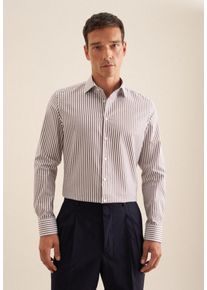 Businesshemd Seidensticker "Schwarze Rose", Herren, Gr. XXL (45), normale &Auml;rmell&auml;ngen, braun, 100% Baumwolle, gestreift, slim fit, 2-Knopf-Manschette, Hemden Businesshemd, Slim 1/1 Kentkragen Gestreift