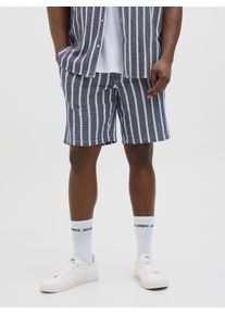 Jack & Jones PlusSize Sweatshorts "JPSTJAIDEN COBA STRIPE JOG SHORT SN PLS", Damen, Gr. 46 (6XL), N-Gr, blau (ocean cavern), Sweatware, Obermaterial: 100% Baumwolle, JACK & JONES PLUSSIZE, unifarben, relaxed fit kniefrei, Hosen Sweatshorts