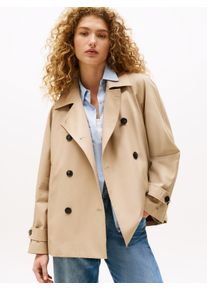 Trenchcoat Tommy Hilfiger "COTTON REG SHORT TRENCH COAT", Damen, Gr. 40, beige, Web, Obermaterial: 100% Baumwolle, unifarben, regular fit h&uuml;ftbedeckend, M&auml;ntel Trenchcoat