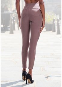 H.I.S. Leggings H.I.S, Damen, Gr. 36/38, N-Gr, grau (taupe), Obermaterial: 70% Baumwolle, 25% Polyester, 5% Elasthan, unifarben, Basic, Hosen Leggings, im Schlupfhosen Style, Topseller