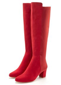Stiefel Lascana, Damen, Gr. 37, rot, Obermaterial: 50% Lederimitat, 50% Textilmaterial. Decksohle: 100% Lederimitat. Futter: 100% Textilmaterial. Laufsohle: 100% Synthetik, unifarben, Schuhe Stiefel, mit Stretcheinsatz und Langschaft, Stiefelette, Langer Stiefel VEGAN