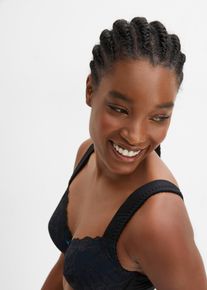 Minimizer-BH bonprix "Minimizer-BH mit gepolsterten Tr&auml;gern", Damen, Gr. 90, Cup D, schwarz (schwarz, blaupetrol gestreift), Obermaterial: 80% Polyamid, 20% Elasthan. Futter: 80% Polyamid, 20% Elasthan. Spitze: 88% Polyamid, 12% Elasthan, BHs Minimizer-BH, elastisches Material, gepolsterte Tr&auml;ger, mit Spitze, zweifarbig