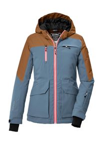 Skijacke Killtec "KSW 340 GRLS SKI JCKT", M&auml;dchen, Gr. 140, blau (jeans), Obermaterial: 100% Polyester;Obermaterial 2: 100% Polyester;Futter: 100% Polyester;F&uuml;llung 1: 100% Polyester/ F&uuml;llung 2:, Jacken Skijacke, Wasserdichte M&auml;dchenjacke mit Kapuze, Schneefang und Stauraum