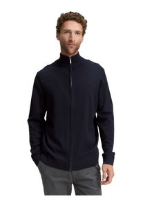 Strickjacke Tom Tailor, Herren, Gr. S, blau (knitted navy melange), Strick, Obermaterial: 100% Baumwolle, meliert, regular fit taillenbedeckt, ohne Ausschnitt, Rippb&uuml;ndchen, Strickjacken Strickjacke, mit Logo Stickerei