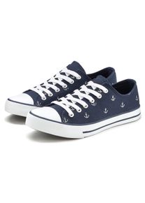 Sneaker Lascana, M&auml;dchen, Gr. 36, blau, Obermaterial: 100% Textilmaterial. Decksohle: 100% Textilmaterial. Futter: 100% Textilmaterial. Laufsohle: 100% Synthetik, gemustert, Schuhe Sneaker, mit Ankerprint, Schn&uuml;rhalbschuh, Freizeitschuh