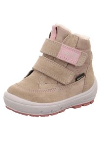 Klettboot Superfit "GROOVY WMS: mittel", M&auml;dchen, Gr. 28, bunt (hellbeige, rosa), Textil, Veloursleder, Schuhe Klettboot, Winterstiefel mit zwei Klettverschl&uuml;ssen, Gr&ouml;&szlig;enschablone zum Download