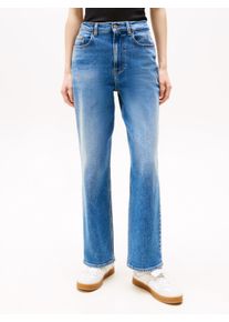 Straight-Jeans Tommy Jeans "LAYLA HR SLIM STR", Damen, Gr. 34, L&auml;nge 32, blau (denim medium), Denim/Jeans, Obermaterial: 99% Baumwolle, 1% Elasthan, unifarben, slim fit kn&ouml;chellang, Jeans Straight-Jeans, in Kn&ouml;chell&auml;nge