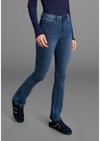 Bootcut-Jeans Arizona "Ultra Stretch", Damen, Gr. 46, N-Gr, blau (dunkelblau us), Denim/Jeans, Obermaterial: 63% Baumwolle, 32% Polyester, 5% Elasthan, eng lang, Jeans Bootcut-Jeans, ausgestellte Beinform, Used-Waschung, hohe Leibh&ouml;he, Topseller