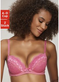 Balconette-BH Petite Fleur, Damen, Gr. 90, Cup B, pink (pink, wei&szlig;), Spitze, Obermaterial: 90% Polyamid, 10% Elasthan, BHs Balconette-BH, mit h&uuml;bscher Spitze, Dessous, Topseller