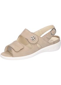 Waldl&auml;ufer Riemchensandale WALDL&Auml;UFER "Kara-Soft", Damen, Gr. 5 (38), beige (hellbeige), Nubukleder, Textil, Schuhe Riemchensandale, Sommerschuh, Sandalette, Keilabsatz, mit Klettverschl&uuml;sse, K-Weite