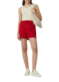 Shorts s.Oliver, Damen, Gr. 46, N-Gr, chilli pepper, Obermaterial: 50% Polyester, 38% Baumwolle, 12% Viskose, unifarben, regular fit kniefrei, Hosen Shorts, Sommerhose mit elastischem Bund