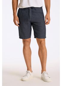 Shorts LINDBERGH, Damen, Gr. XL, N-Gr, blau (navy), Web, Obermaterial: 55% Baumwolle, 45% Leinen, unifarben, regular fit kniefrei, Hosen Shorts, Sommerhose mit Taschen