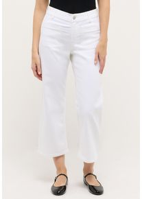 Stretch-Jeans Angels "LINN POCKET", Damen, Gr. 42, K-Gr, wei&szlig;, kurz, Denim/Jeans, Obermaterial: 91% Baumwolle, 6% Polyester, 3% Elasthan, relaxed fit ca. Mitte Wade, Jeans Stretch-Jeans, in modisch verk&uuml;rzter L&auml;nge mit weitem Bein, Stretch