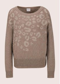 Madeleine Mode Longpullover MADELEINE "Pullover Kurzer Intarsien-Pullover mit Glanz-Effekt", Damen, Gr. 34, braun (caramel, multicolor), Obermaterial: 32% Polyacryl PAN. 27% Polyamid PA. 25% Alpaka WP. 13% Viskose CV. 3% metallisierte Fasern MTF., Modern, normal, Pullover Longpullover