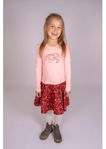 Midikleid happy girls, M&auml;dchen, Gr. 104, N-Gr, pink (salmon pink), Sweatware, Obermaterial: 95% Baumwolle, 5% Elasthan. Unterteil: 100% Baumwolle, bedruckt, unifarben, regular fit, Rundhals, Kleider Midikleid