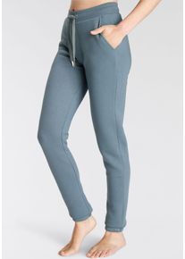 Jogginghose Vivance, Damen, Gr. 44/46, N-Gr, blau, angeraute Sweatware, Obermaterial: 50% Polyester, 30% Viskose, 20% Baumwolle, unifarben, Basic, bequem kn&ouml;chellang, Hosen Jogginghose, innen weich angeraut und mit seitlichen Taschen