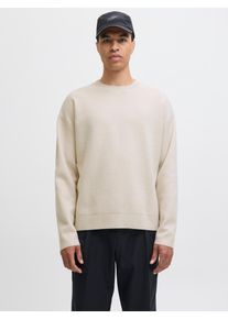 Jack & Jones Strickpullover JACK & JONES "JPRBLABRADFORT KNIT CREW NECK", Herren, Gr. XS, beige (silber lining detail:melange), Strick, Obermaterial: 67% Polyester, 25% Polyacryl, 8% Nylon, meliert, relaxed fit normal, Rundhals, Pullover Strickpullover