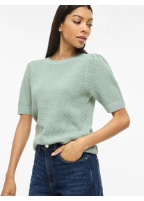 Kurzarmpullover Vila "VIDALO O-NECK S/S KNIT TOP - NOOS", Damen, Gr. XS, blau surf, Strick, Obermaterial: 100% Baumwolle, unifarben, regular fit normal, Rundhals, Rippb&uuml;ndchen, Pullover Kurzarmpullover