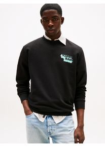 Sweatshirt Tommy Jeans "TJM REG STACK CREW EXT", Herren, Gr. L, schwarz, Sweatware, Obermaterial: 100% Baumwolle, unifarben, regular fit normal, Rundhals, eingesetzt B&uuml;ndchen, Sweatshirts Sweatshirt, Mit Rundhalsausschnitt