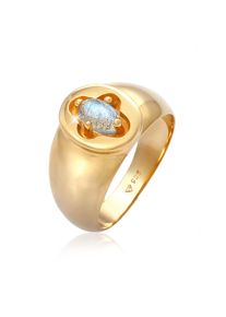 Siegelring Elli Premium "Ring Siegelring Labradorit Krappenfassung Kreuz Vintage 925 Sterling Silber" Gr. 56, gold, Fingerringe, Damen, 56, ohne Stein, Silber 925 (Sterlingsilber), 10mm, Siegelring