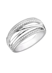 Fingerring Smart Jewel "Ring verschlungen mit Zirkonia Steinen, Silber 925" Gr. 58, silber, Fingerringe, Damen, 58, Silber 925 (Sterlingsilber), Fingerring
