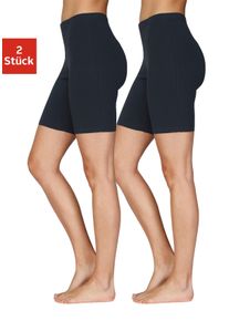 Radlerhose Vivance ACTIVE, Damen, Gr. 44/46, N-Gr, blau (1x marine, 1x schwarz), Single Jersey, Obermaterial: 95% Baumwolle, 5% Elasthan, unifarben, Basic, figurbetont ca. Mitte Oberschenkel, Hosen Radlerhose, mit Gummibund, Loungewear, Topseller