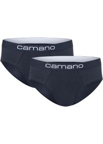 Slip Camano "comfort", Herren, Gr. S, blau (navy, blazer), Obermaterial: 95% Baumwolle, 5% Elasthan, unifarben, k&ouml;rpernah, Unterhosen Slip, mit elastischem Logobund