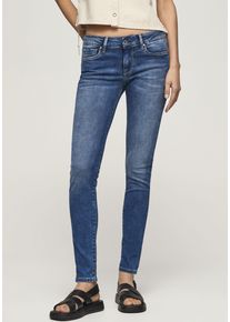 Skinny-fit-Jeans Pepe Jeans "SOHO", Damen, Gr. 26, L&auml;nge 28, blau, Denim/Jeans, Obermaterial: 84% Baumwolle, 14% Polyester, 2% Elasthan, skinny fit lang, Jeans Skinny-fit-Jeans, im 5-Pocket-Stil mit 1-Knopf Bund und Stretch-Anteil