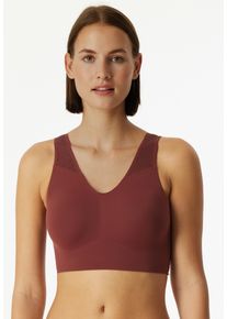 Bustier Schiesser "Invisible Soft Lace", Damen, Gr. 40, N-Gr, 516, burgund, Single Jersey, Obermaterial: 75% Polyamid, 25% Elasthan, BHs Bustier, herausnehmbare Pads, Spitzeneinsatz, V-Ausschnitt
