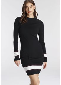 Strickkleid AJC, Damen, Gr. 34, N-Gr, schwarz (schwarz, rot), Feinstrick, Obermaterial: 50% Viskose, 28% Polyester, 22% Polyamid, gestreift, figurbetont kurz, Rippb&uuml;ndchen, Kleider Strickkleid, mit Kontraststreifen aus weicher Viskosemischung