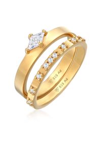 Ring-Set Elli "Ring Solit&auml;r Eternity Zirkonia Verlobung Set 925 Silber" Gr. 54, gold, Fingerringe, Damen, 54,mit Stein, Silber 925 (Sterlingsilber), 7mm, Ring-Set