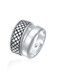 Ring-Set Kuzzoi "Ring Herren Bandring Basic 2er Set 925 Silber" Gr. 62, schwarz, Fingerringe, Damen, 62, ohne Stein, Silber 925 (Sterlingsilber), 10mm, Ring-Set