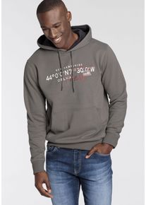 Kapuzensweatshirt DELMAO, Herren, Gr. S (44/46), grau, angeraute Sweatware, Obermaterial: 60% Baumwolle, 40% Polyester, bedruckt, normal, Rippb&uuml;ndchen, Sweatshirts Kapuzensweatshirt, Langarm, lockere Passform, mit Print, mit Kapuze