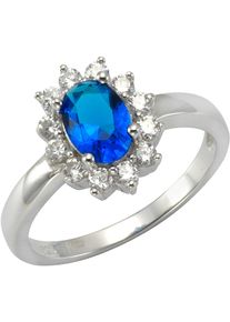 Silberring Firetti "Schmuck Geschenk Silber 925 Fingerring Damenring Entourage" Gr. 60, blau (silberfarben, blau, kristallwei&szlig;), Fingerringe, Damen, 60, Silber 925 (Sterlingsilber), 2,2mm, Silberring, mit Kristallstein (synth.), Zirkonia (synth.)