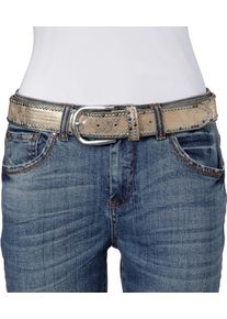 Lederg&uuml;rtel Heine, Damen, Gr. 75, gold (goldfarben, silberfarben), G&uuml;rtel Lederg&uuml;rtel