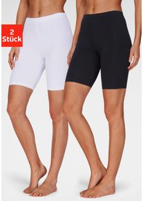 Radlerhose Vivance ACTIVE, Damen, Gr. 44/46, N-Gr, schwarz (1x wei&szlig;, 1x schwarz), Single Jersey, Obermaterial: 95% Baumwolle, 5% Elasthan, unifarben, Basic, figurbetont ca. Mitte Oberschenkel, Hosen Radlerhose, mit Gummibund, Loungewear, Topseller