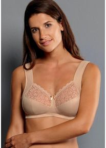 Entlastungs-BH ANITA SINCE 1886 "Havanna", Damen, Gr. 80, Cup E, beige (desert), Stoff, Obermaterial: 86% Polyamid, 14% Elasthan, matt, unifarben, klassisch, BHs Entlastungs-BH, Komforttr&auml;ger, mit Spitze, Zierschleife, breite Tr&auml;ger, ohne B&uuml;gel