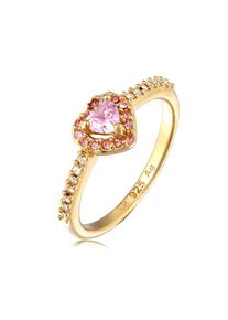 Silberring Elli "Ring Herz Zirkonia Wei&szlig; 925 Sterling Silber" Gr. 58, gold, Fingerringe, Damen, 58, Silber 925 (Sterlingsilber), Silberring