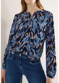 Langarmbluse Cecil, Damen, Gr. XXL (46), cloud blau, Web, Obermaterial: 100% Viskose, bedruckt, l&auml;ssig geschnitten h&uuml;ftbedeckend, Rundhals, 1-Knopf-Manschette, Blusen Langarmbluse, mit grafischem Print und Rei&szlig;verschluss