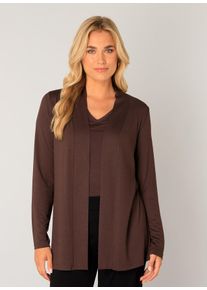 Strickjacke Base Level "Yayla", Herren, Gr. 42, braun, Strick, Obermaterial: 94% Viskose, 6% Elasthan, unifarben, figurumspielend h&uuml;ftlang, tiefer Rundhals, Strickjacken Strickjacke, In elastischem Feinstrick, Topseller