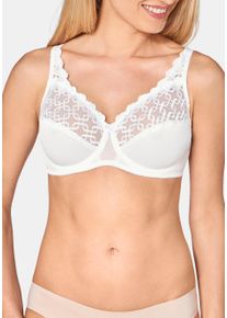 Minimizer-BH Triumph "Letizia W01 X", Damen, Gr. 90, Cup C, wei&szlig;, Spitze, Obermaterial: 77% Polyester, 14% Baumwolle, 5% Polyamid, 4% Elasthan, BHs Minimizer-BH, verkleinert die Brust optisch um eine Cup-Gr&ouml;&szlig;e