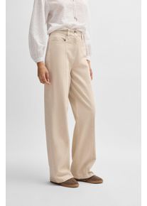 Webhose BOSS Orange "Tolala-D Premium Damenmode", Damen, Gr. 46, N-Gr, beige (open beige 287), Web, Obermaterial: 60% Baumwolle, 38% Lyocell, 2% Elasthan, unifarben, lang, Hosen Webhose, Twill Qualit&auml;t, Ziern&auml;hte
