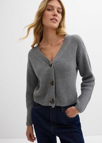 bonprix Grobstrickjacke aus reiner Baumwolle, grau, Gr.48/50 (XL), Circular Collection - Mit Bio-Baumwolle f&uuml;r den Recycling-Kreislauf designt, aus 100% Baumwolle