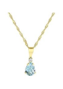 Diamonds by Ellen K. Kette mit Anh&auml;nger "375 Gold mit Blautopas (beh.) und Zirkonia wei&szlig;", wei&szlig;, FASCINATION BY ELLEN K., Halsketten, Damen, 45cm, Gold, L: 45, gl&auml;nzend