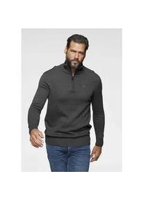 MAN'S WORLD Troyer MAN'S WORLD "Bis Gr&ouml;&szlig;e 5XL", Herren, Gr. L (52/54), grau (anthrazit, meliert), Strick, Obermaterial: 50% Baumwolle, 50% Polyacryl, unifarben, Basic, bequem, Rippstrickb&uuml;ndchen, Pullover Troyer, mit Rei&szlig;verschluss am Kragen, Topseller