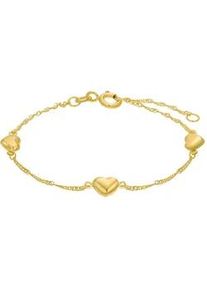 Armband Amor "Hearts", gold (gelbgoldfarben), Armb&auml;nder, M&auml;dchen, Gelbgold 375, Armband, Made in Germany