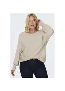 Strickpullover Only CARMAKOMA "CARNEW ADALINE LIFE L/S PULLOVER KNT", Damen, Gr. M, grau (pumice stone), Strick, Obermaterial: 80% Viskose, 20% Nylon, unifarben, normal normal, Rundhals, Pullover Strickpullover, Viskosemischung
