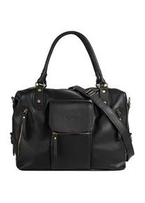 Shopper FORTY, Damen, Gr. B/H/T: 41cm x 35cm x 18cm onesize, schwarz, Leder, beschichtet, gl&auml;nzend, Taschen Shopper, echt Leder, Made in Italy